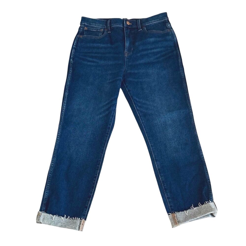 J.Crew Classic Vintage High Rise Cuffed Raw Hem Straight Leg Jeans size 28